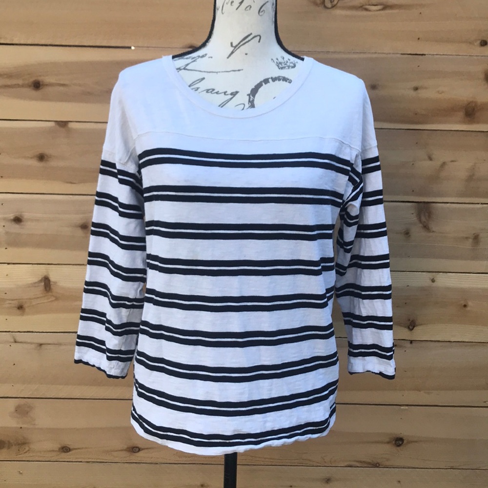 J. Crew Striped 3/4 Sleeve Tee